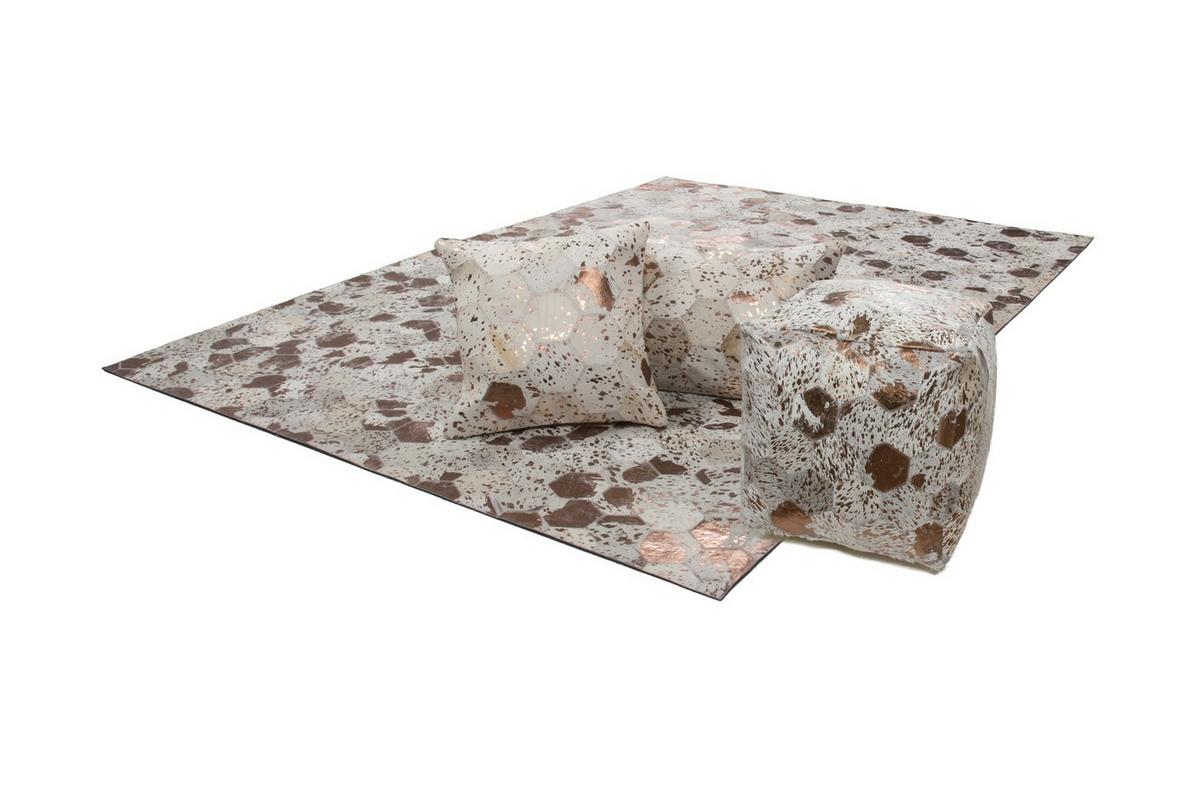 Pouf Dazzle Creme/Chromfarben B:45 cm - Chromfarben/Creme, Design, Leder (45/45/45cm) - Kayoom