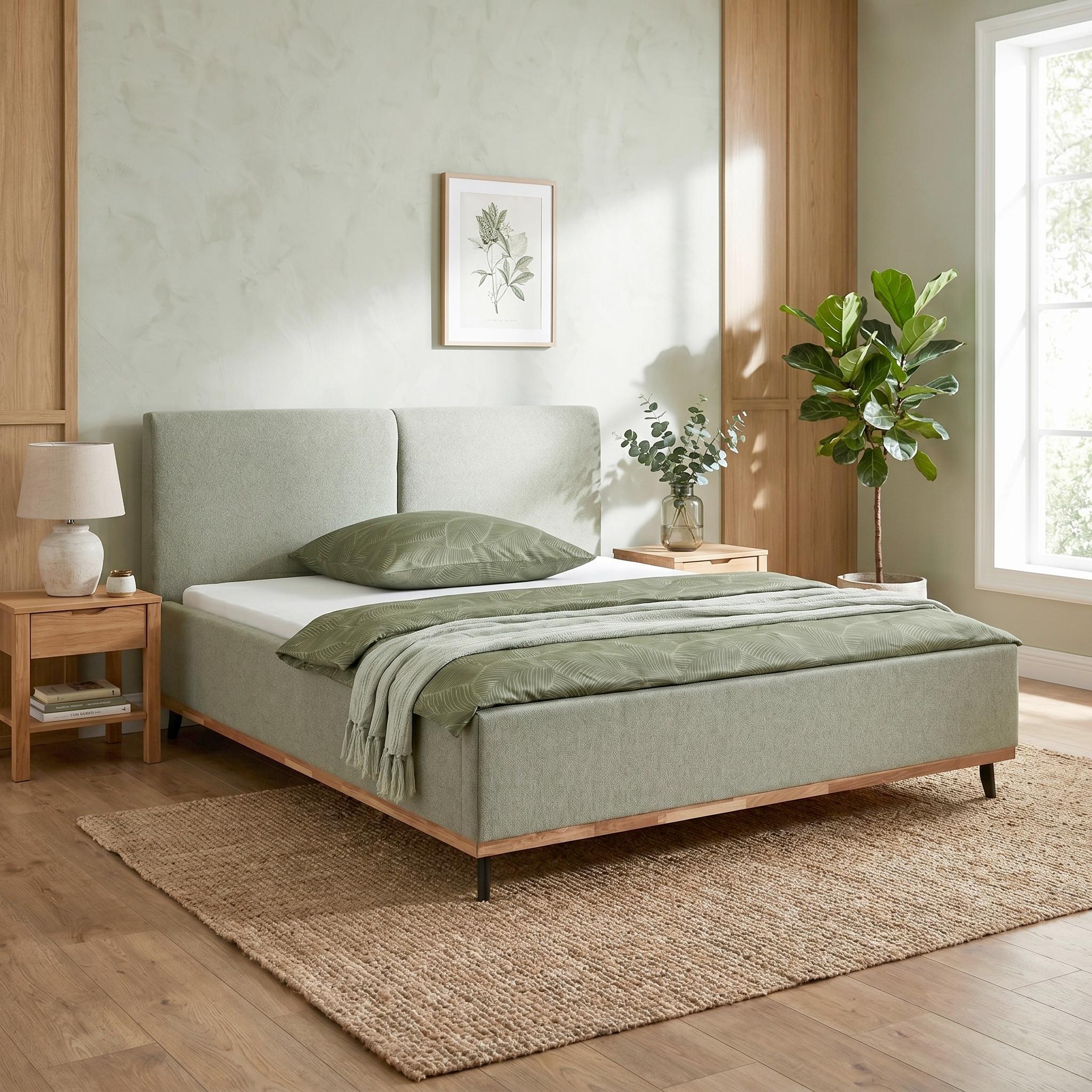 POSTEL EMILY - černá/zelená, Konvenční, kompozitní dřevo/textil (180/200cm) - Premium Living