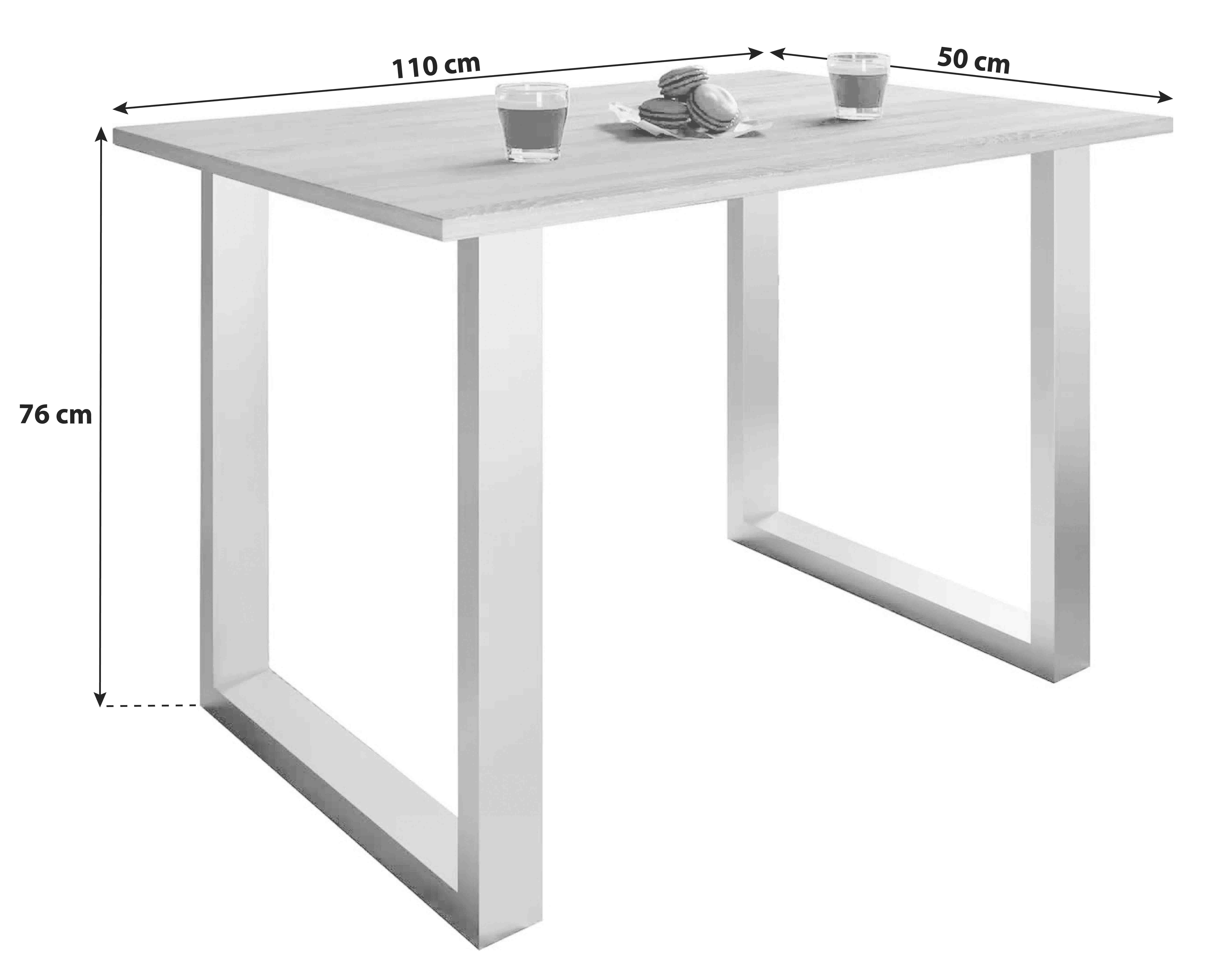 Esstisch Xona 110x50 cm Schwarz/Eiche Dekor - Schwarz/Sonoma Eiche, Basics, Holzwerkstoff/Metall (110/50/76cm) - MID.YOU