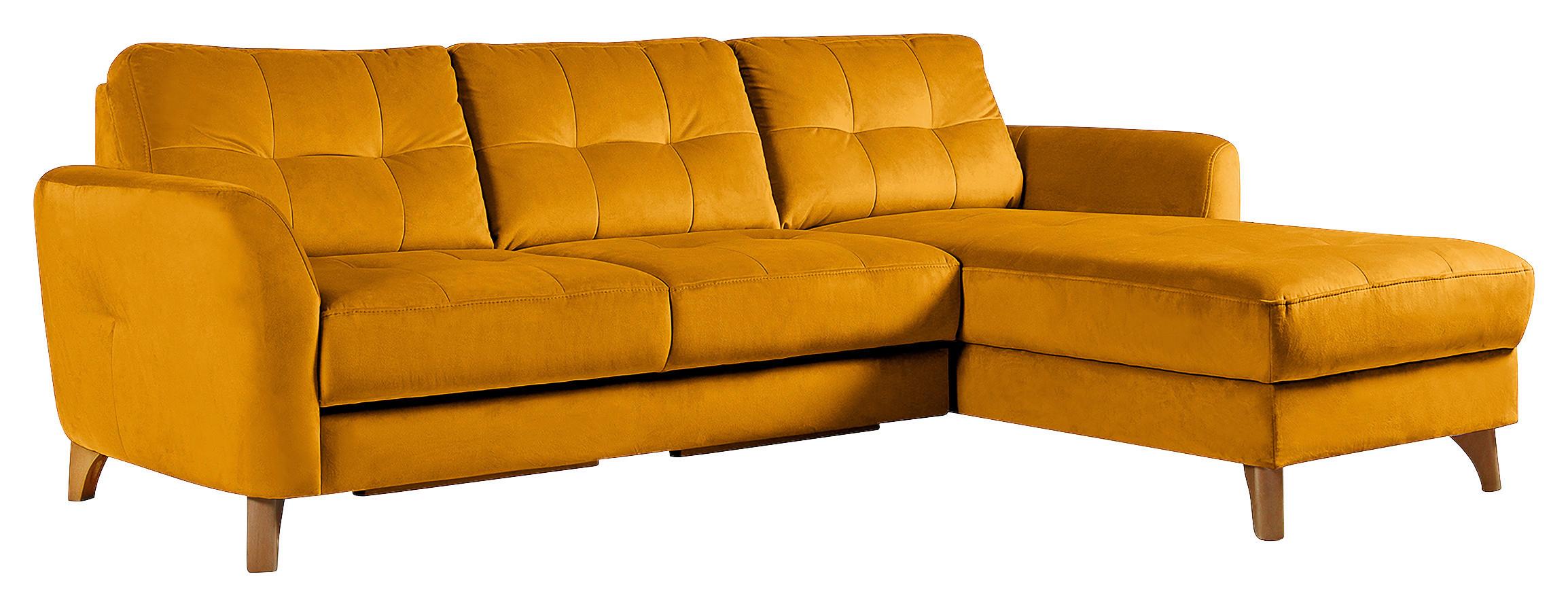 Ecksofa Nordic, Gelb S: 238x168 cm - Gelb/Buchefarben, Design, Textil (238/168cm) - Livetastic