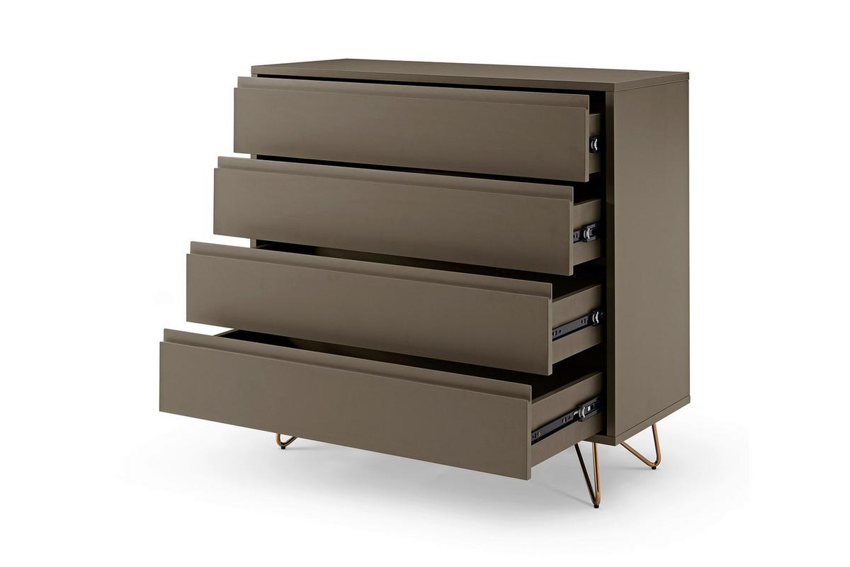 Kommode Grau B: 90cm - Messingfarben/Grau, Design, Holzwerkstoff (90/90/40cm) - Livetastic