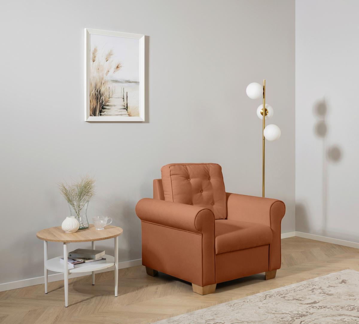 Sessel Arles, Rostfarben 56 B: 93 Cm - Rostfarben/Buchefarben, Design, Textil (93/89/82cm) - MID.YOU