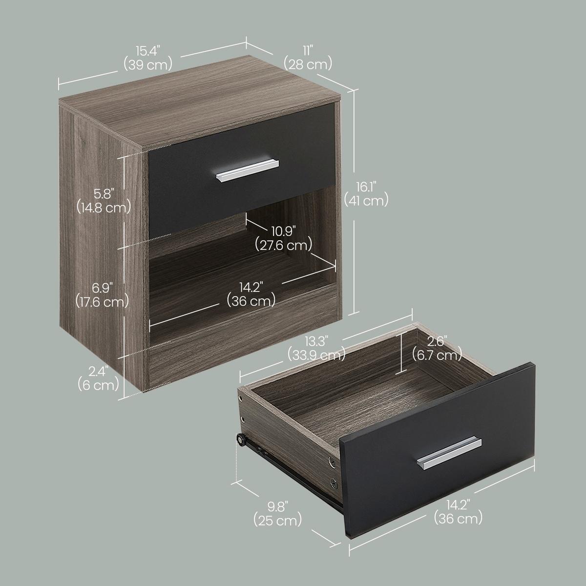 Nachttisch Nightstand - Walnussfarben/Schwarz, MODERN, Holzwerkstoff (39/41/28cm) - MID.YOU