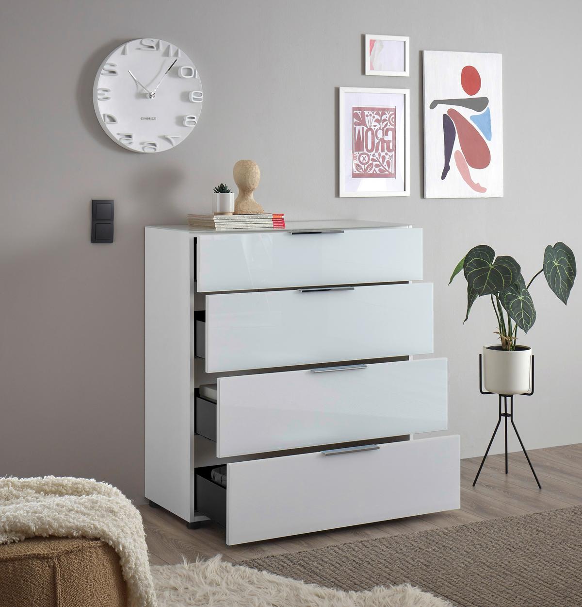 KOMODA SIENA -EXKLUSIV- - čierna/biela, Modern, kov/kompozitné drevo (90/99/40cm) - Mömax