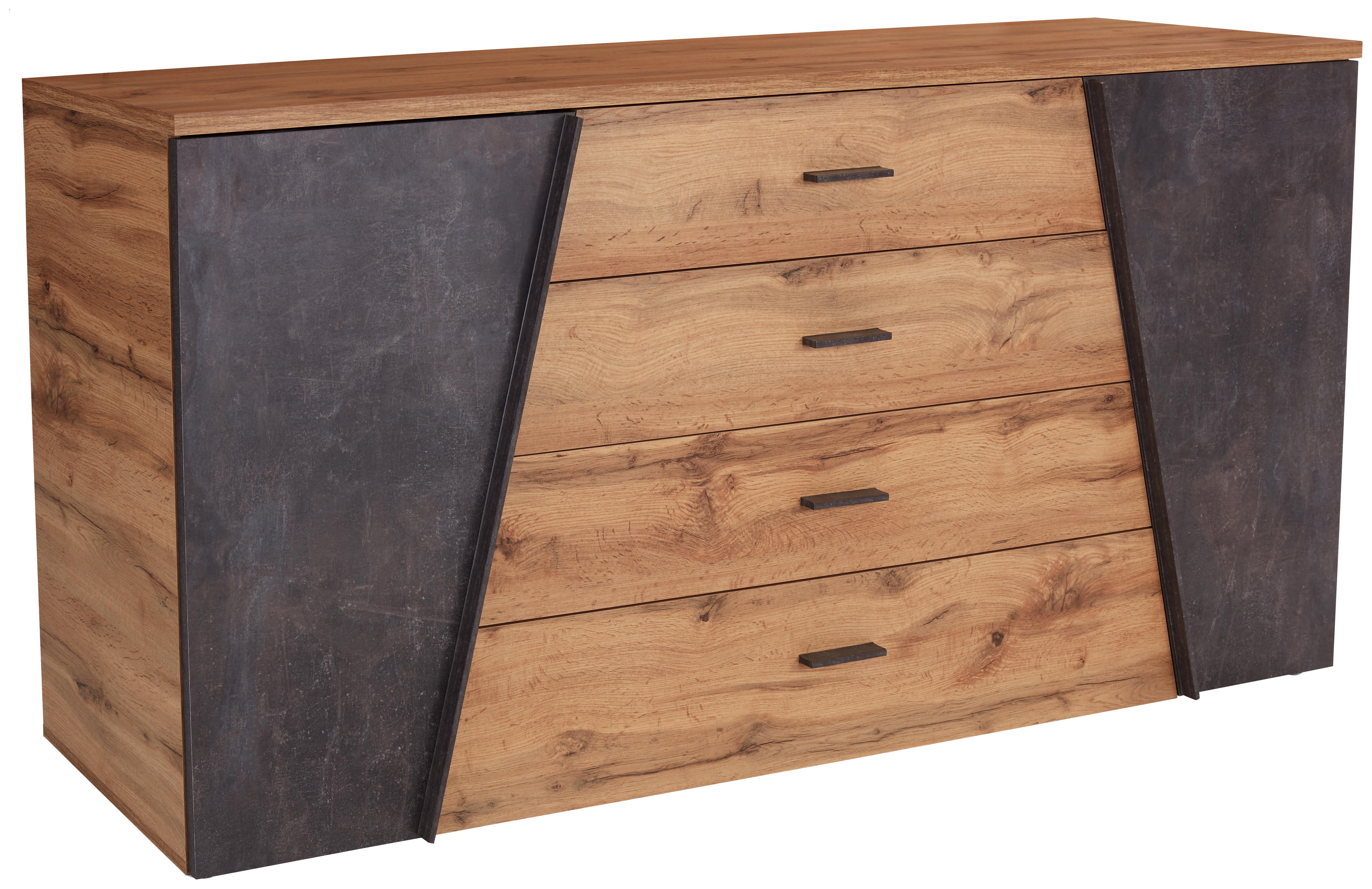 Sideboard Venedig Mdik 07 B:180cm Wotan Eiche Dekor - Eichefarben/Dunkelbraun, KONVENTIONELL, Holzwerkstoff (180/81,8/45cm)