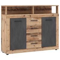 Kommode  119,5cm Luna B Anthrazit Eiche Dekor - Eichefarben/Anthrazit, Design, Holzwerkstoff (119,5/96,8/32cm) - MID.YOU