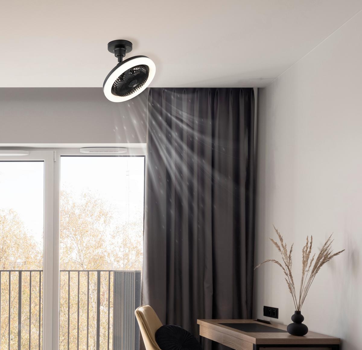 Deckenventilator Memory-Funktion - Schwarz/Weiß, Design, Kunststoff (25,8/21,7cm) - Globo