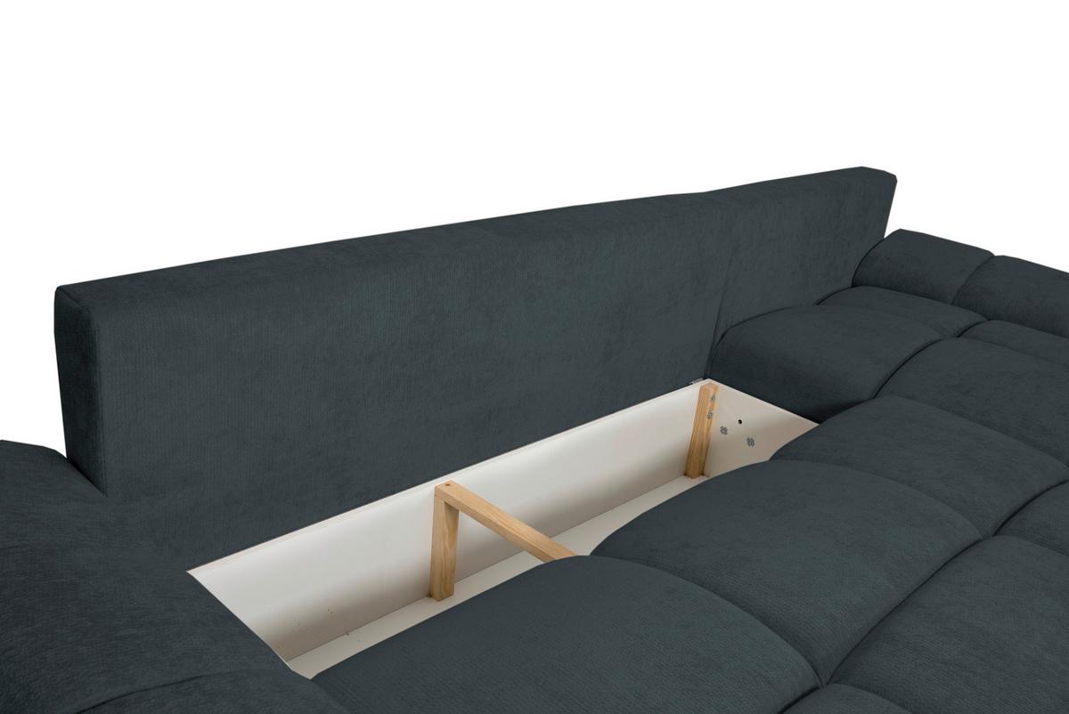 Rohová sedačka BONN, oboustranná, grafitová žinylka - černá/barvy grafitu, Moderní, textil/plast (296/182cm)