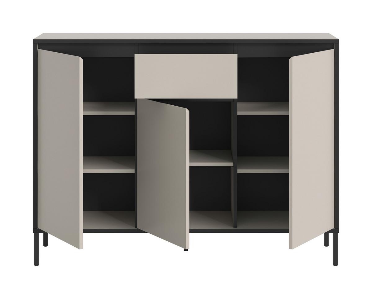 Kommode Tron Kaschmir B: 136 Cm - Kaschmir/Schwarz, Design, Holzwerkstoff (136/101/38cm) - Livetastic