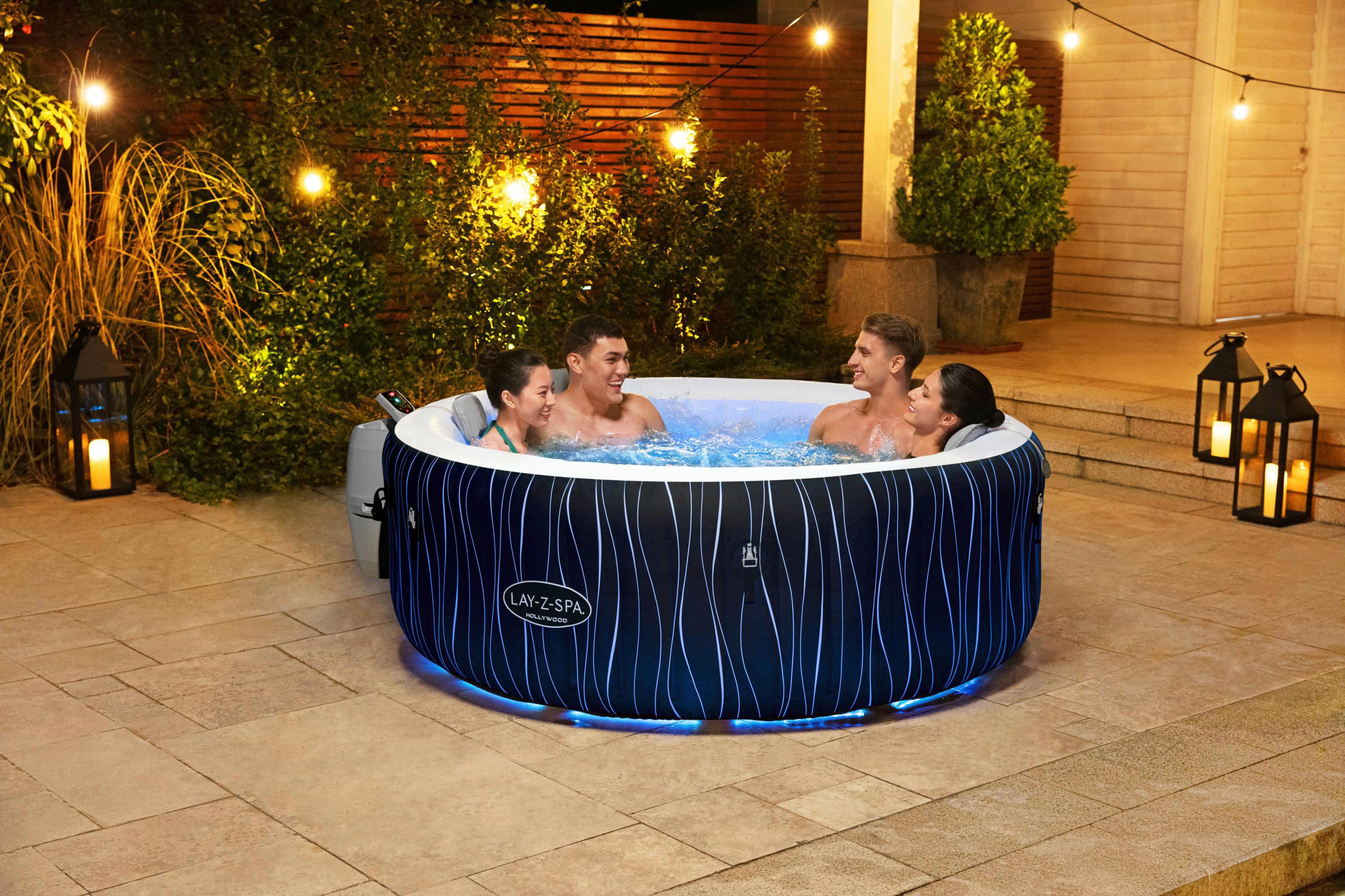 Whirlpool Aufblasbar Hollywood Airjet ⌀ 196 X H 66 cm - Dunkelgrau/Schwarz, Trend, Kunststoff/Metall (196/66cm) - Bestway