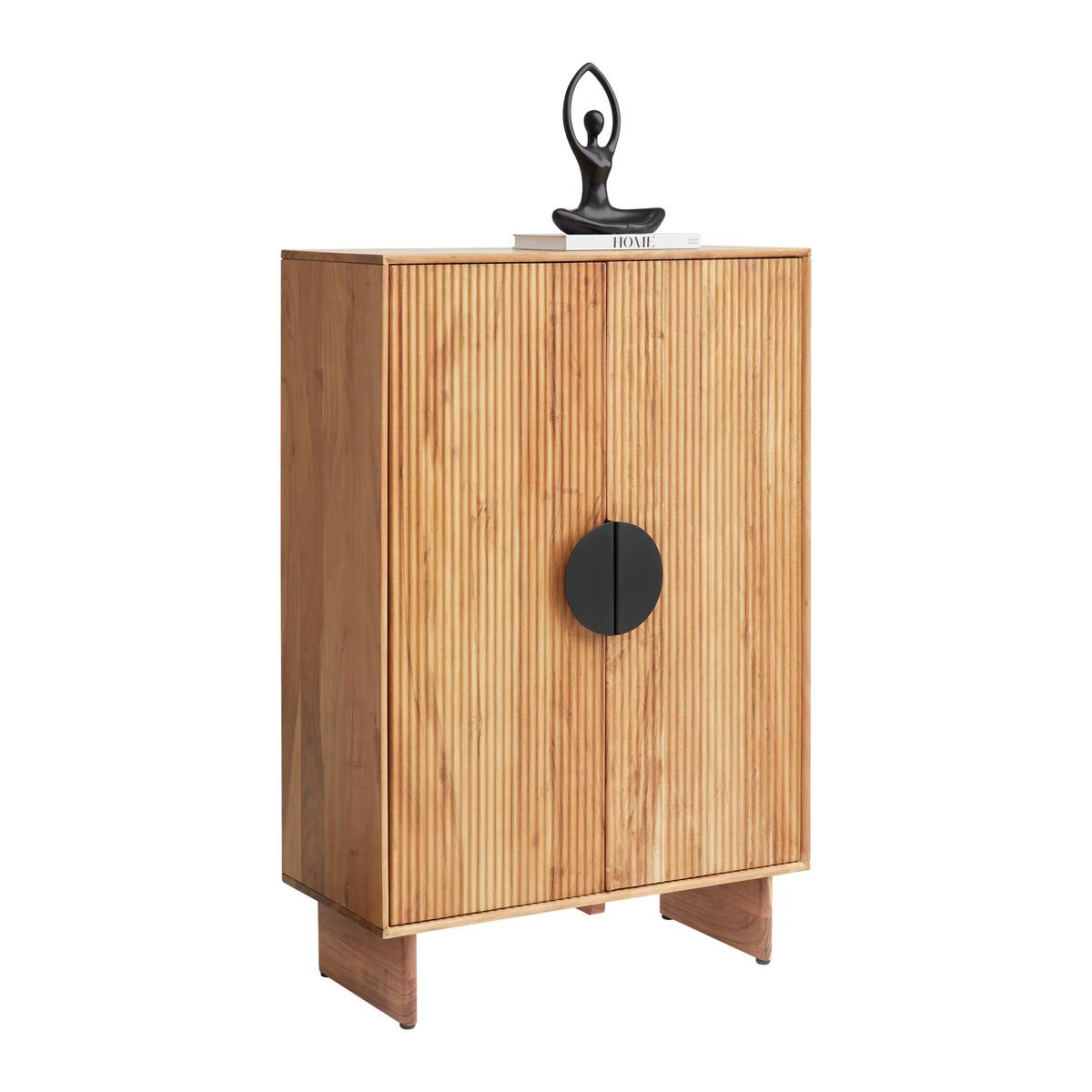 Vysoká komoda ROSY, akácie - černá/barvy akácie, Lifestyle, kov/dřevo (80/120/38cm) - Premium Living