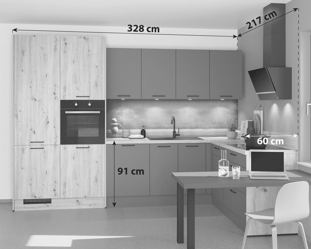 Eckküche Ip 1200 - MODERN, Holzwerkstoff (328/217cm) - Impuls