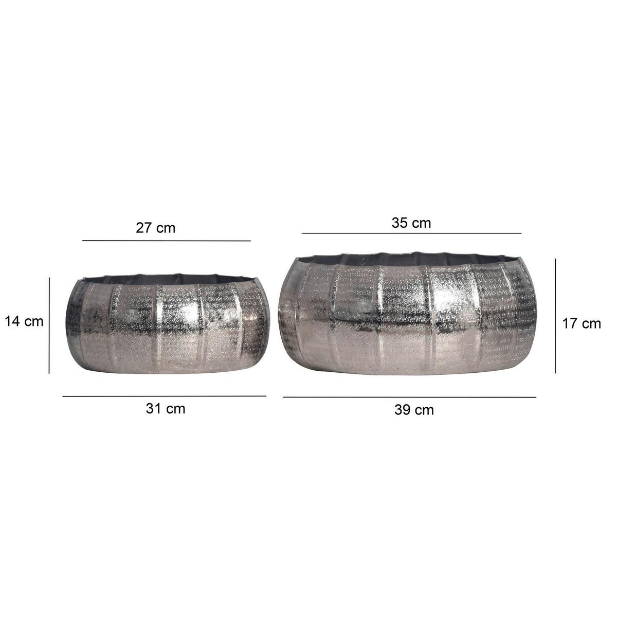 Dekovase 2er Set Silberfarben B: 39 cm - Silberfarben, Design, Metall (39/17/39cm) - Livetastic
