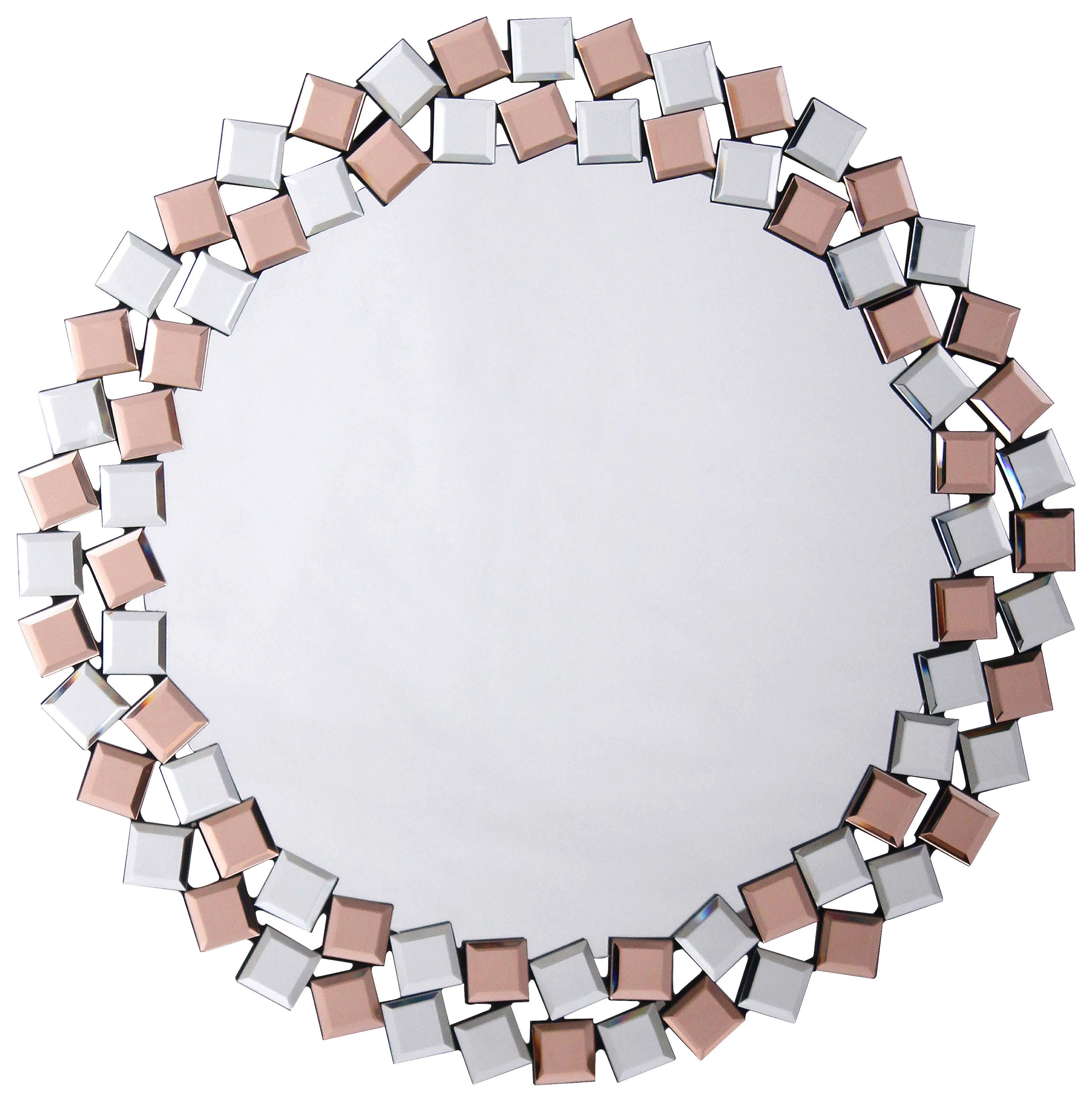 Wandspiegel Mosaic Rund 80 Cm Rahmen Rose/silber - Silberfarben/Roségold, Basics, Glas/Holzwerkstoff (80/80/1,6cm) - Kayoom