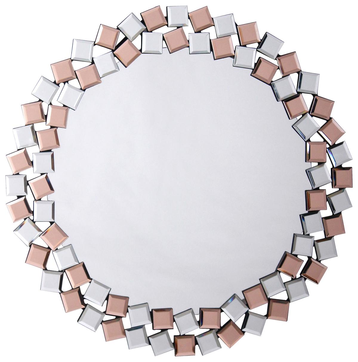 Wandspiegel Mosaic Rund 80 Cm Rahmen Rose/silber - Silberfarben/Roségold, Basics, Glas/Holzwerkstoff (80/80/1,6cm) - Kayoom