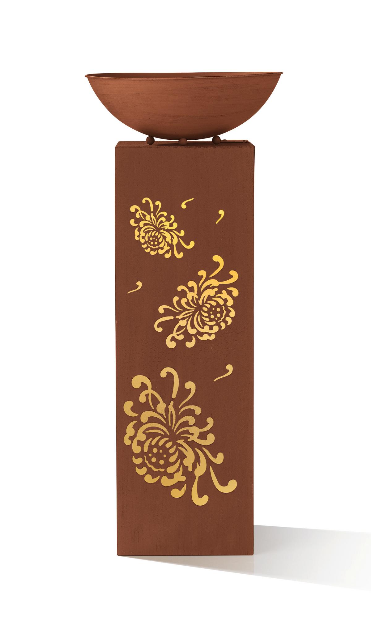 LED-Dekosäule mit Schale Garvida H: 87 cm - Rostfarben, Trend, Metall (34/87/34cm)