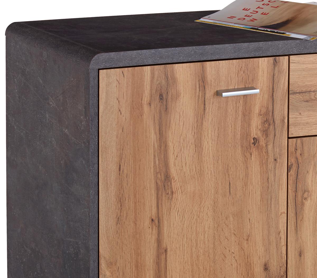 Kommode B 132cm Fontana, Beton Optik/wotan Eiche Dekor - Eichefarben/Dunkelgrau, MODERN, Holzwerkstoff (132/87/40cm)