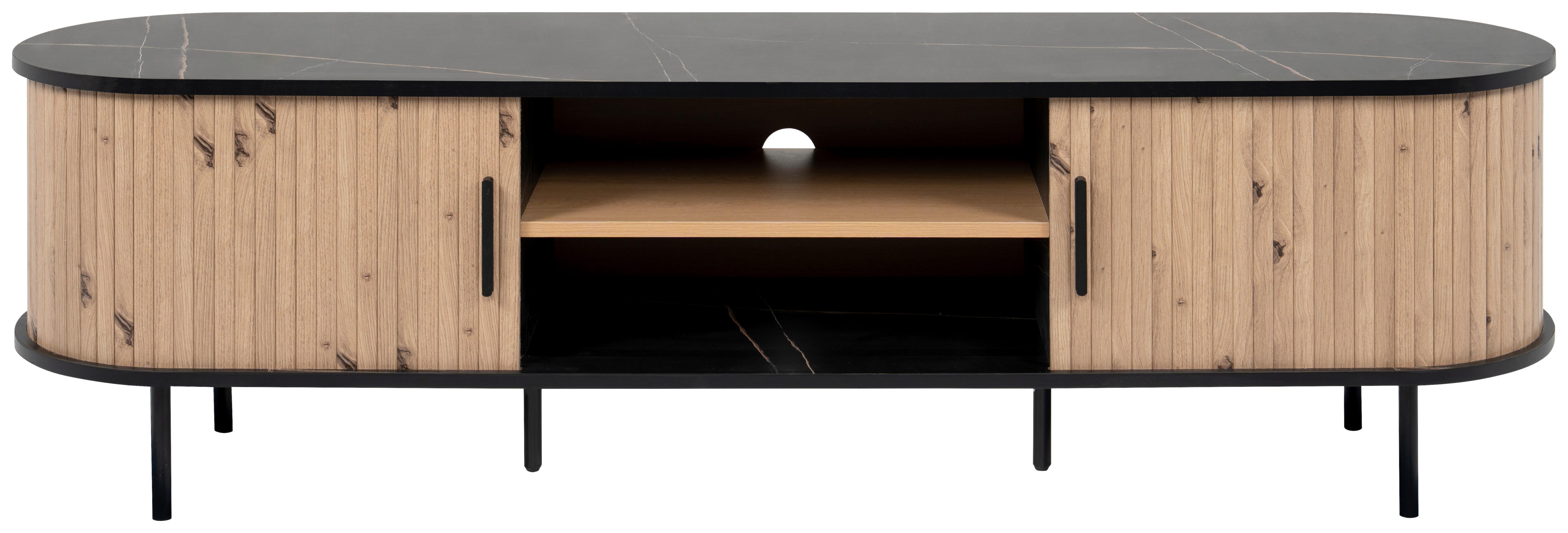 TV-Element Kajsa B:160 cm Schwarz/Eiche Dekor - Eichefarben/Schwarz, Trend, Holzwerkstoff (160/45/40cm)
