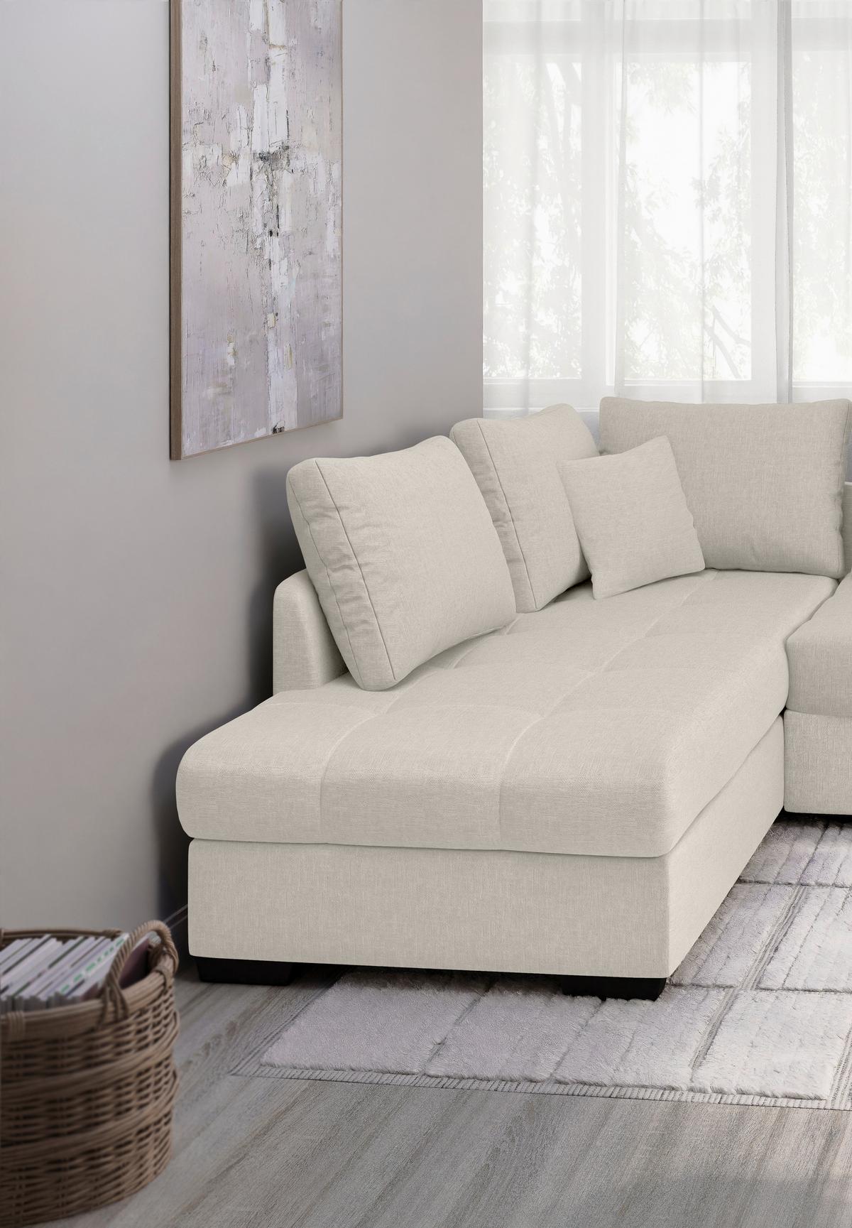 Eckschlafsofa Alvito Weiß S: 202x298 Cm - Schwarz/Weiß, MODERN, Textil (202/298cm) - MID.YOU