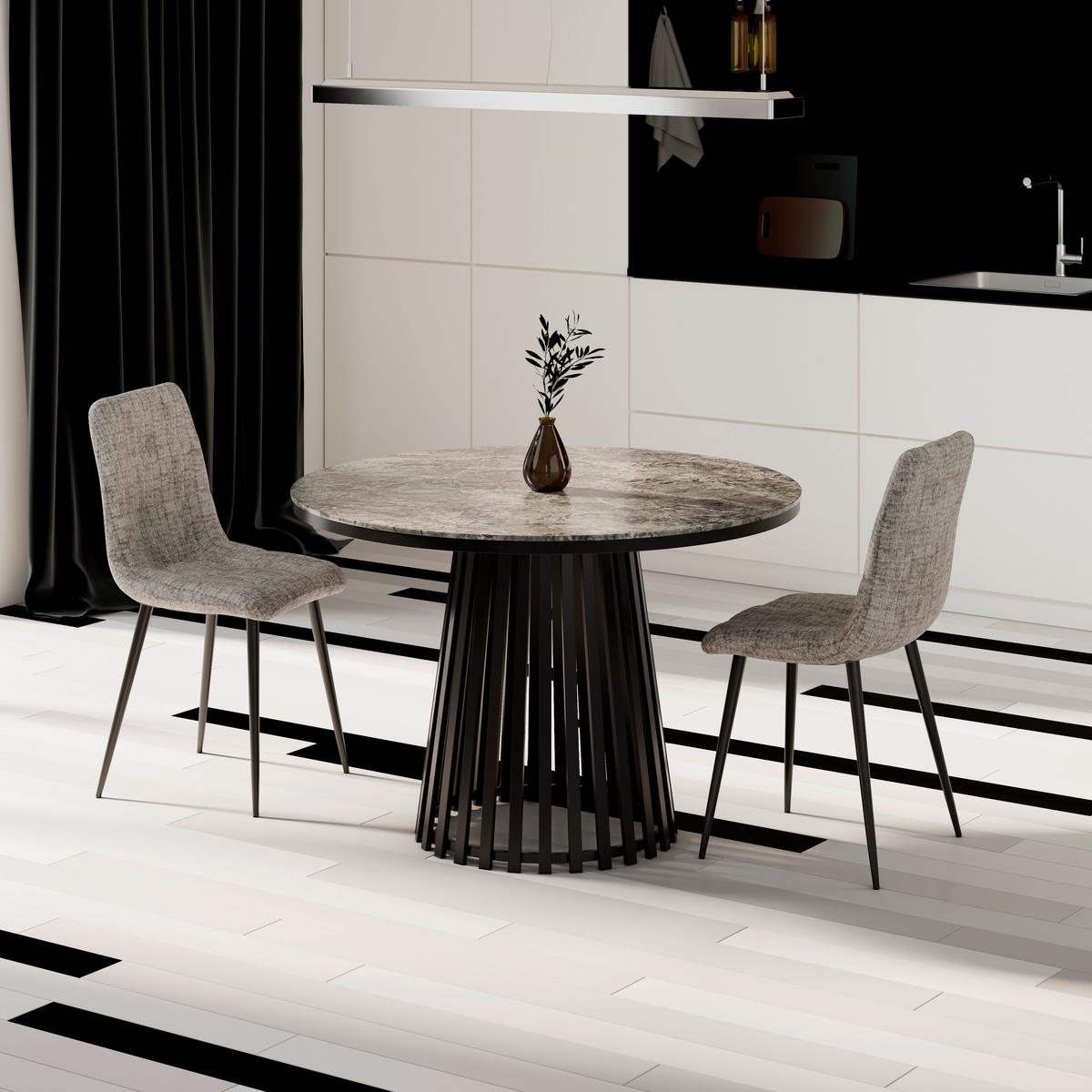 Jídelní stůl Pela, P: 110 cm - šedá/černá, Moderní, kov/kompozitní dřevo (110/75cm) - Bessagi Home