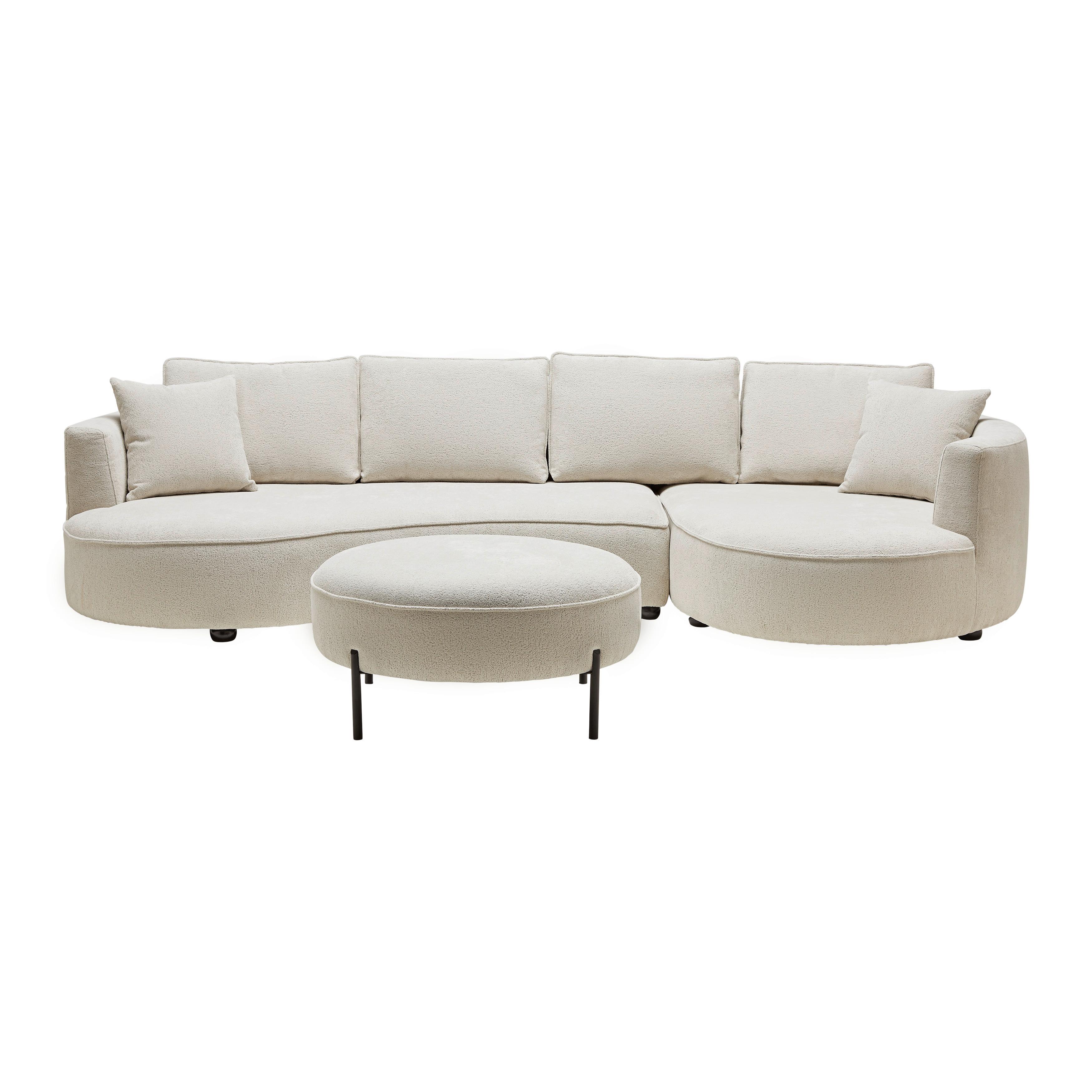 Sedací souprava NILAS, krémová barva - bílá/černá, Moderní, kov/dřevo (335/65/154cm) - Bessagi Home