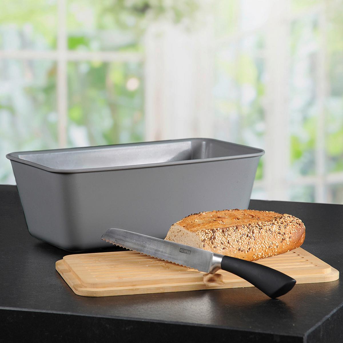 Brotkasten Grau L: 36 cm - Grau, Basics, Holz/Kunststoff (36/21.5/17cm) - Kesper