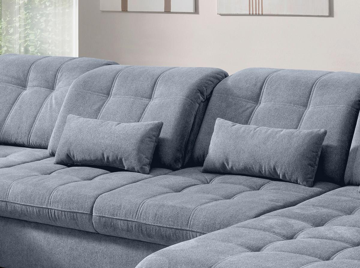 Wohnlandschaft mit Bettkasten Rigatti Hellblau B: 387 cm - Schwarz/Hellblau, MODERN, Textil (252/387/184cm) - Livetastic