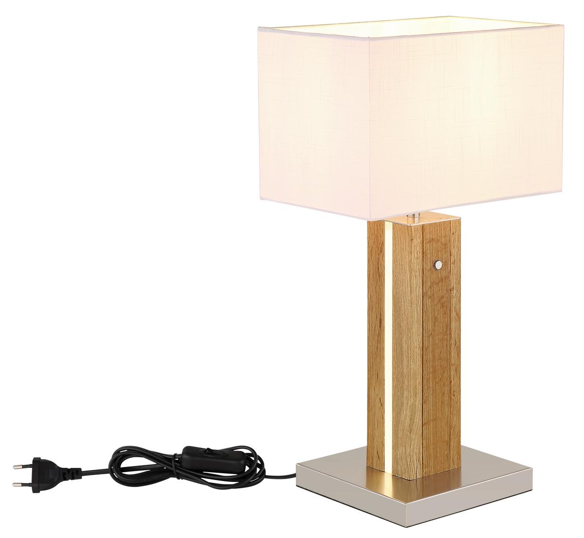 Tischleuchte Weiß 230V LxBxH: ca. 30x20x56 cm - Chromfarben/Transparent, Design, Holzwerkstoff/Kunststoff (30/20/56cm) - Globo
