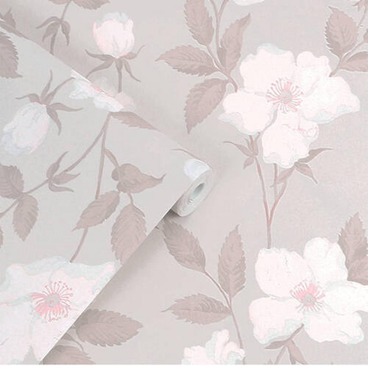 Vliestapete Fleurir Sugared - Violett/Grau, Basics, Papier/Kunststoff (52/1000cm)
