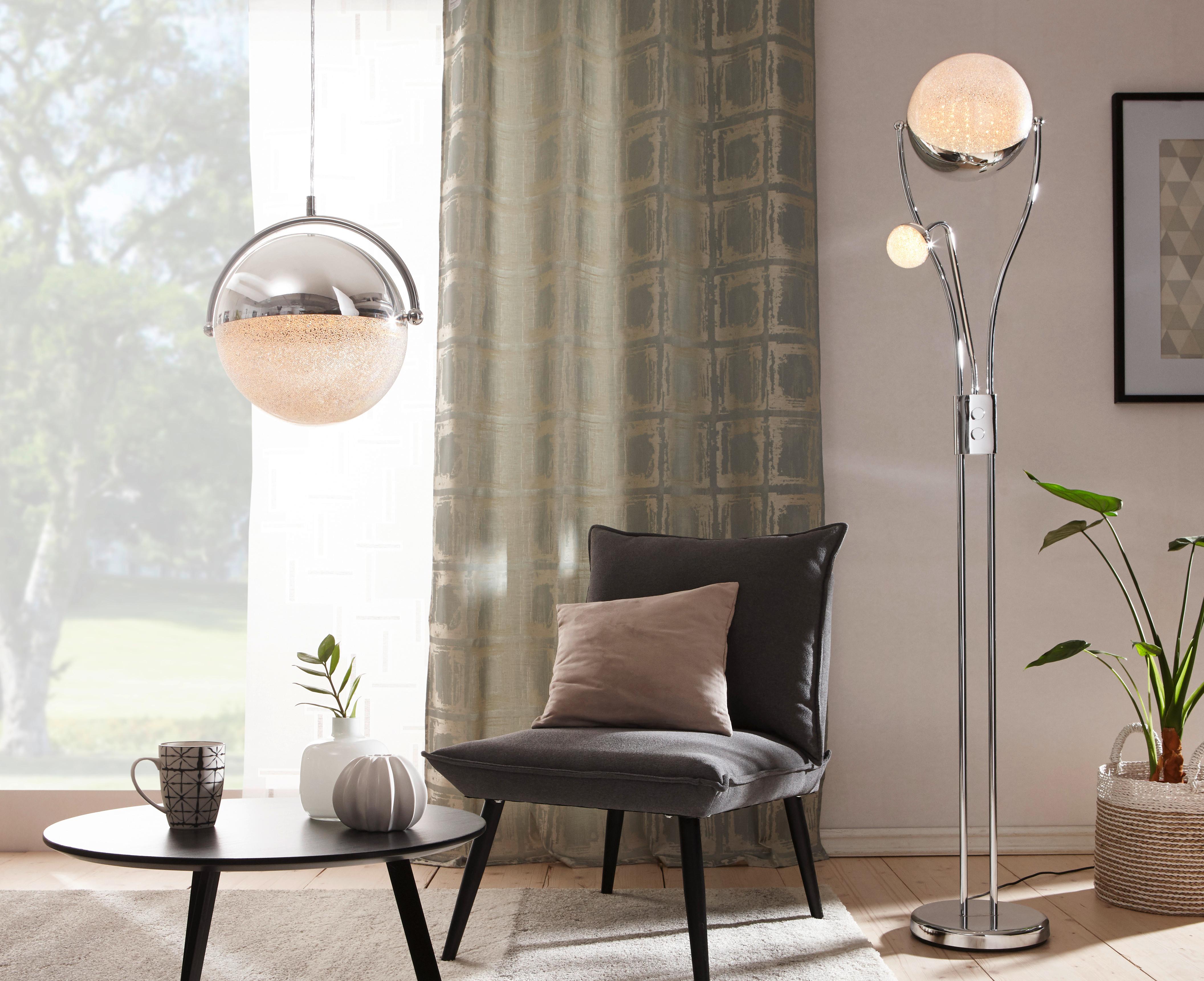 Stehlampe Chris Chromfarben mit Leselampe - Chromfarben, Design, Kunststoff/Metall (30/180cm) - Trio Leuchten