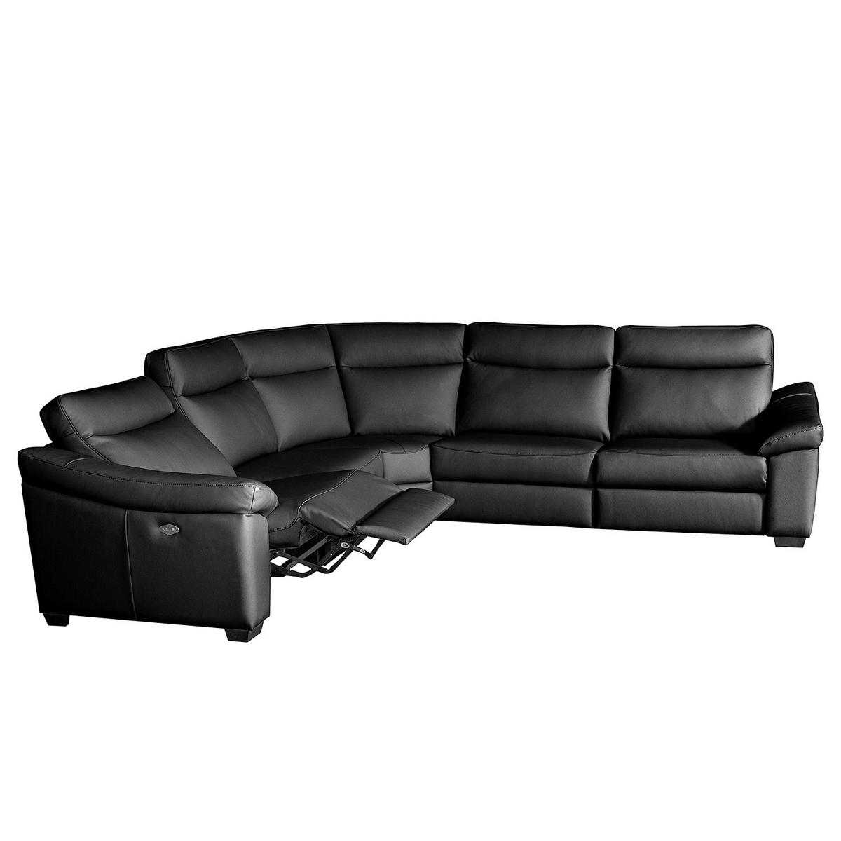 Ecksofa Dakar Schwarz B: 299x299 Cm - Schwarz, Design, Leder (299/299cm) - Livetastic
