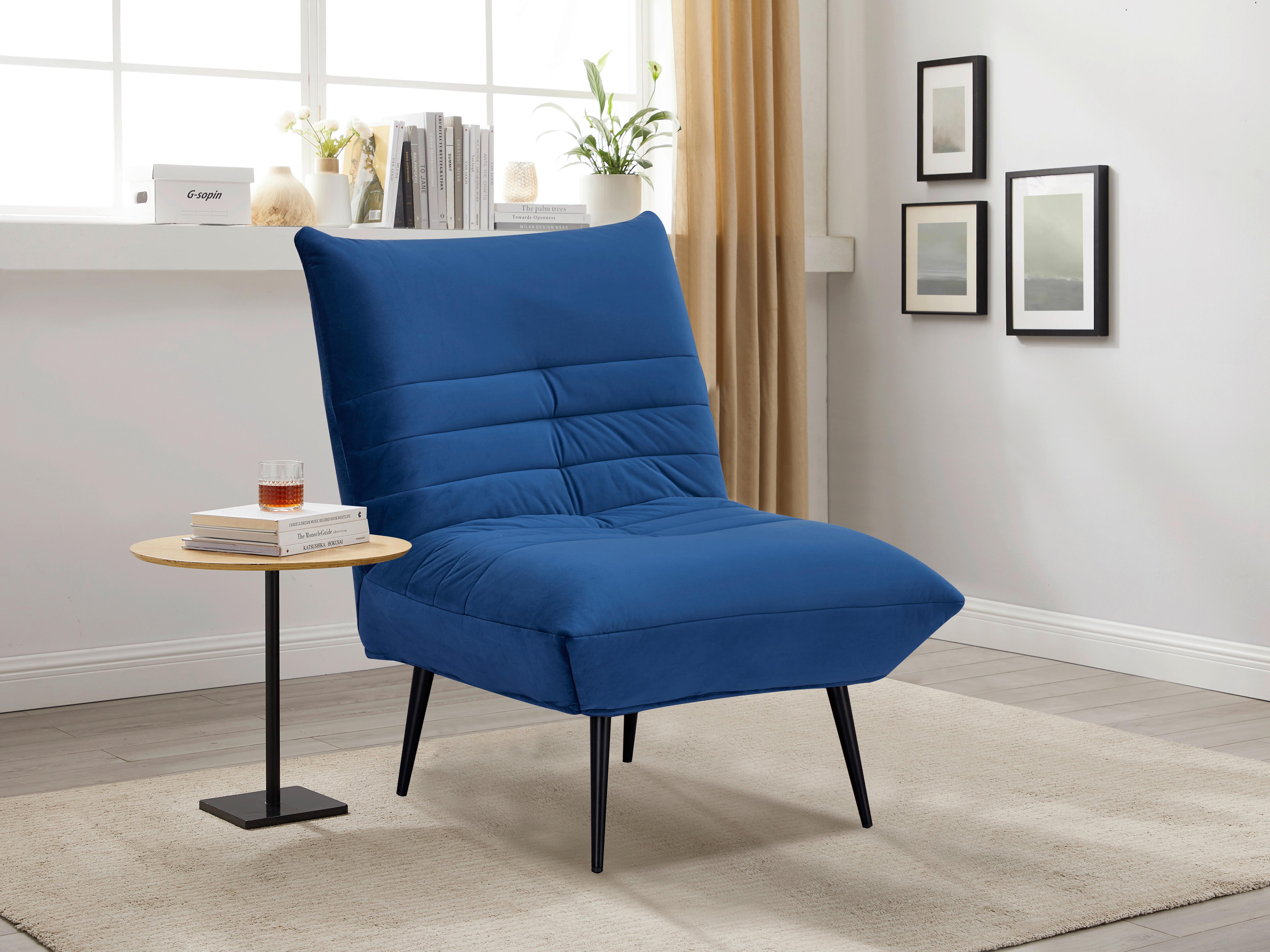 Sessel Jarvis - Blau/Schwarz, MODERN, Textil (75/92/87cm) - MID.YOU