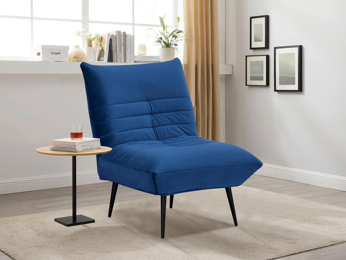 Sessel Jarvis Blau Samt B: 75 cm - Blau/Schwarz, MODERN, Textil (75/92/87cm) - MID.YOU