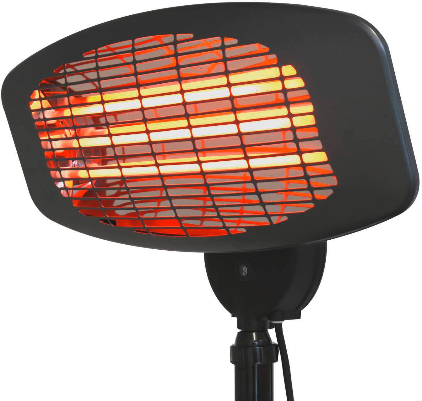 Terrassenheizstrahler 650-2000 W Infrarot höhenverstellbar - Schwarz, Kunststoff/Metall (50/120cm)