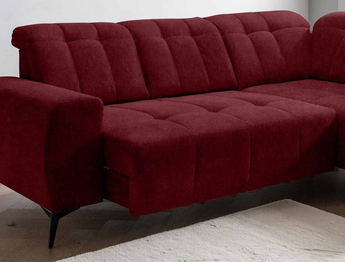 Ecksofa Mit Usb Anschluss Sano, Bordeaux, S: 261x200 Cm - Bordeaux/Schwarz, MODERN, Textil (261/200cm) - Livetastic