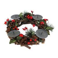 Adventi Koszorú Valentina - barna/piros, Konventionell, műanyag/természetes anyagok (30/8cm) - Luca Bessoni