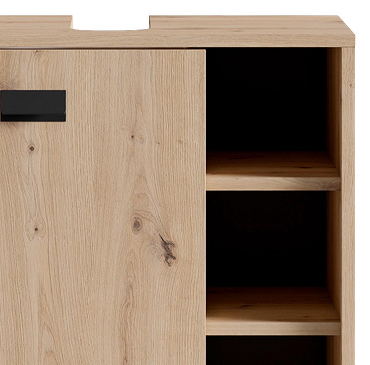 Waschbeckenunterschrank Wellness B: 60 cm Eiche Dekor - Anthrazit/Schwarz, MODERN, Holzwerkstoff (60/62/34cm) - MID.YOU