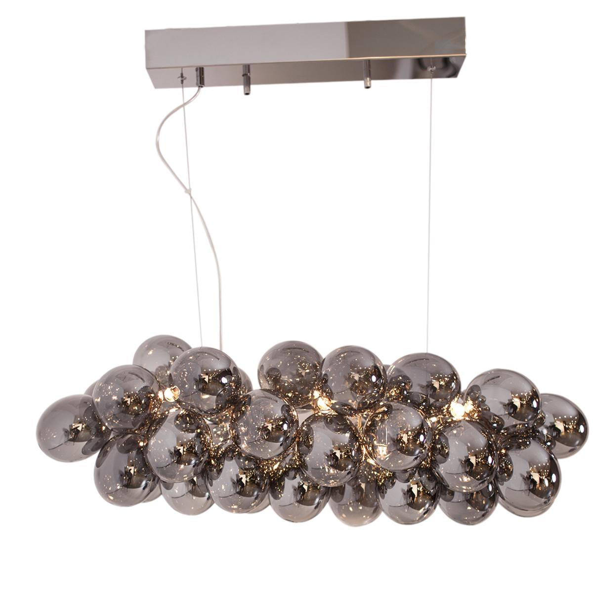 Hängeleuchten Gross Bar H: 143 cm 8-Flammig - Chromfarben/Grau, Design, Glas/Metall (80/36/143cm) - By Rydéns
