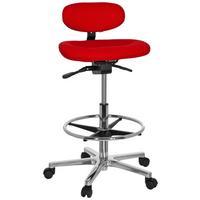 Bürohocker Work Mf Rot Bis 100 Kg - Silberfarben/Rot, Basics, Kunststoff/Textil (50/106/40cm) - MID.YOU