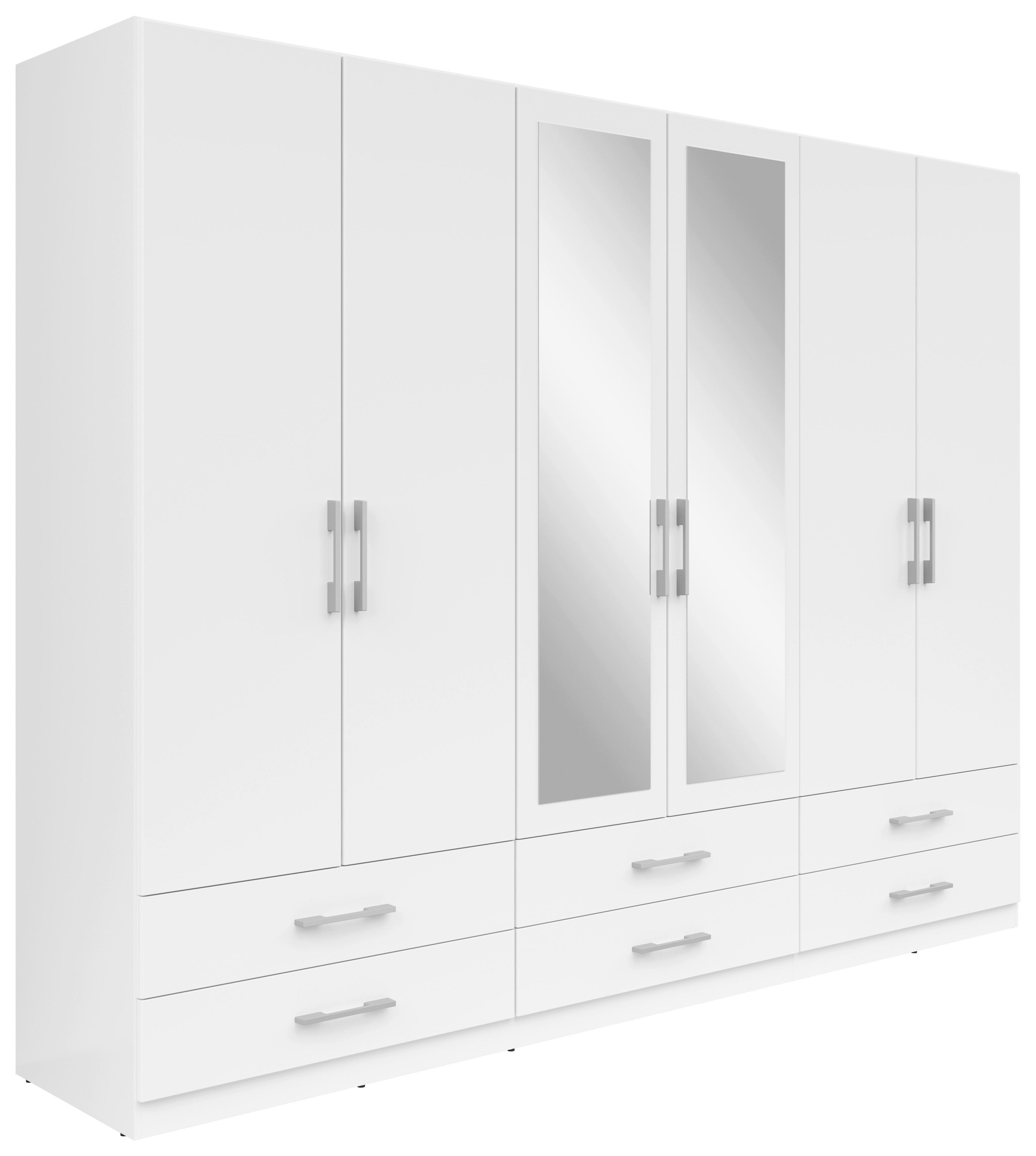 Drehtürenschrank Mit Schubladen 270 Cm Herford - Weiß, MODERN, Glas/Holzwerkstoff (270/210/54cm)