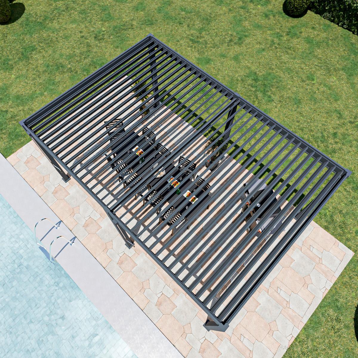 Pergola 360x530 cm Weiß, Wetterbeständig - Graphitfarben, Basics, Metall (360/530/255cm)