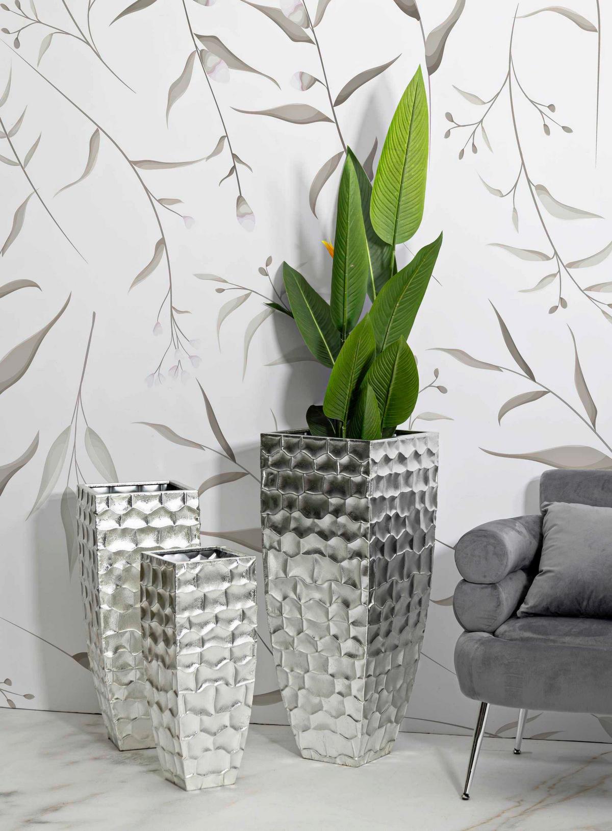 Vase Argy Set 3 Pcs Silberfarben B: 38,1 cm - Silberfarben, Basics, Metall (38,1/90,8/38,1cm)