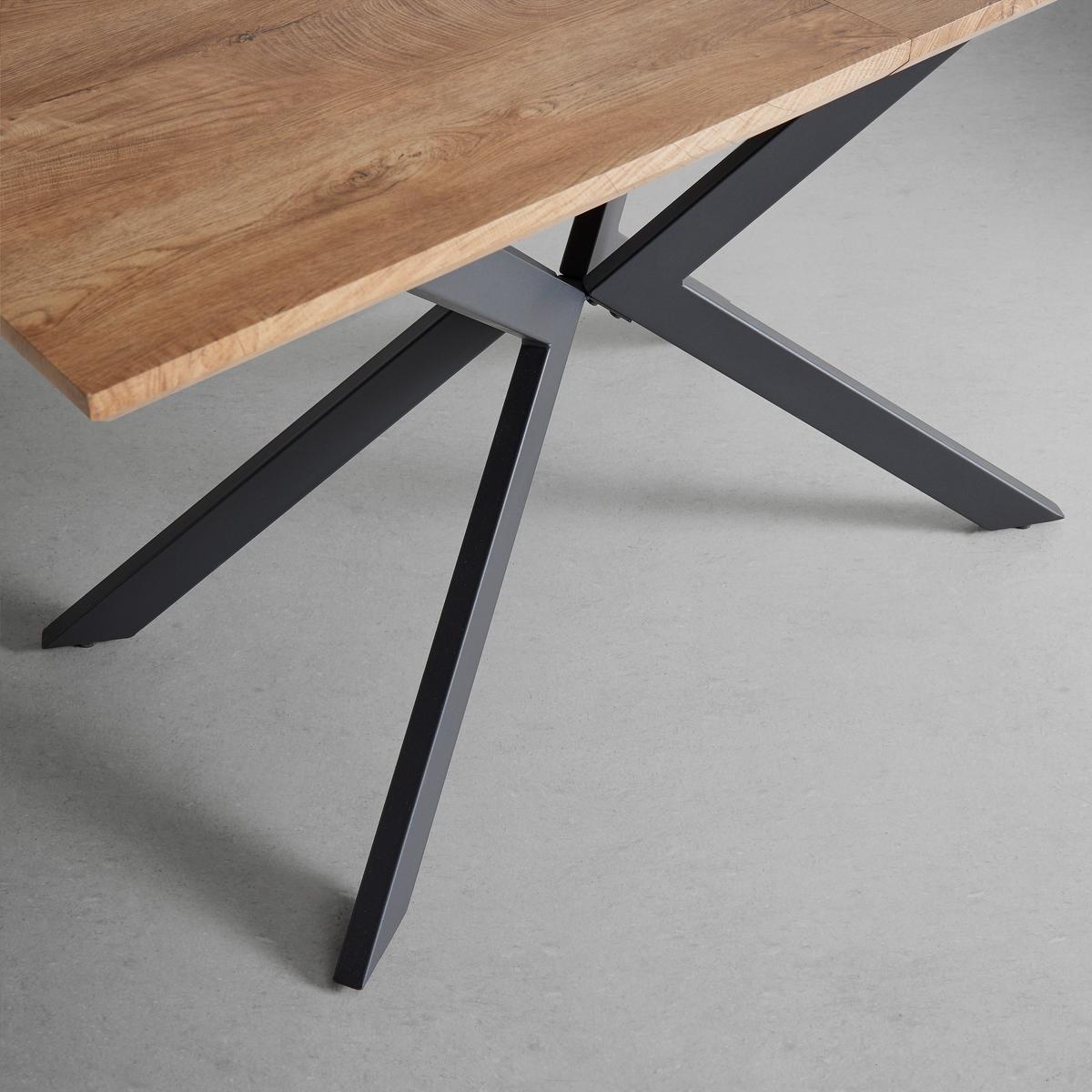 Jídelní stůl AKI 140-180x80 cm - černá/barvy vlašských ořechů, Moderní, kov/kompozitní dřevo (140-180/80/76cm) - Bessagi Home