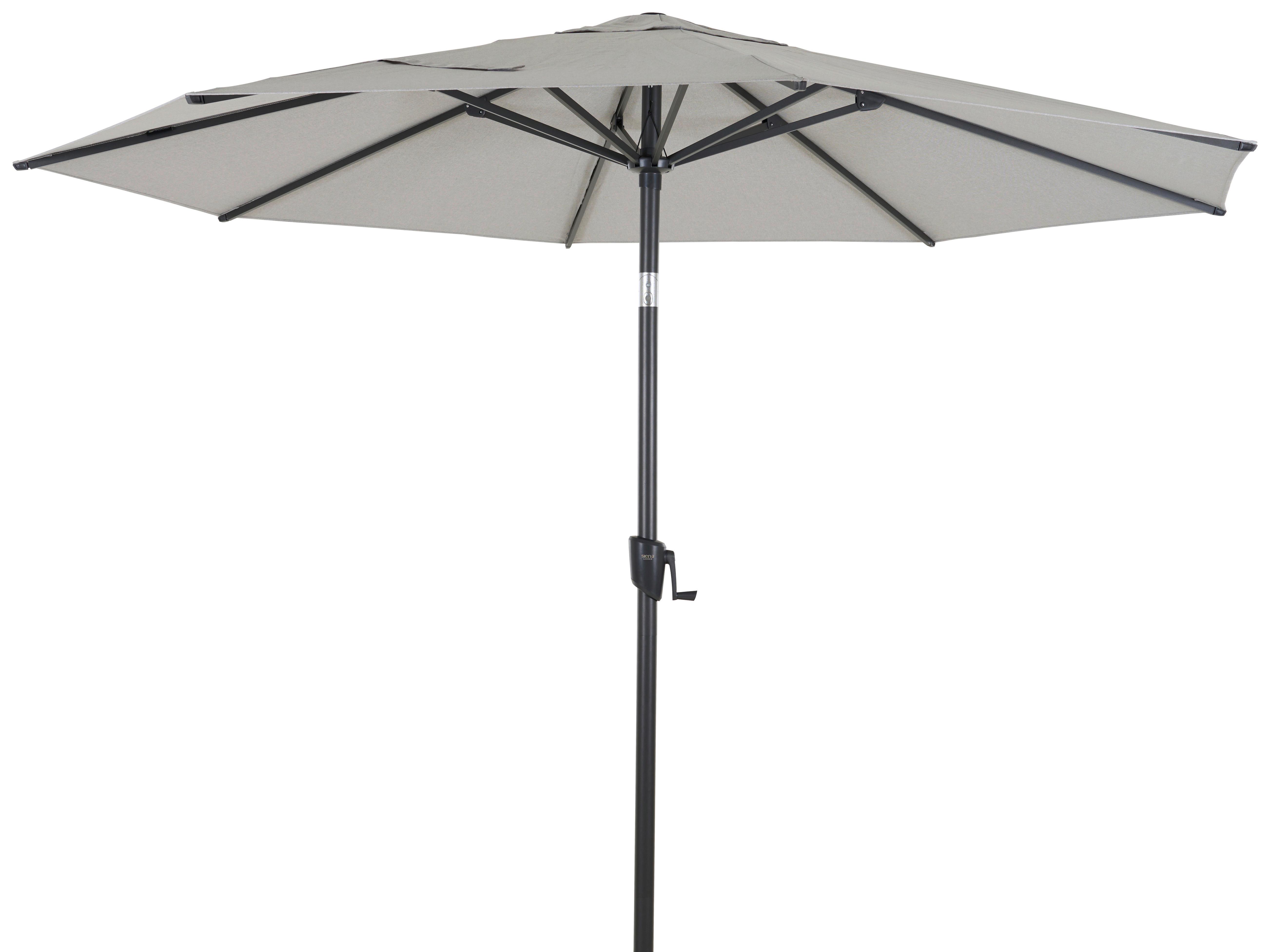 Sonnenschirm L/B: 300x300 cm mit Schutzhülle Hellgrau - Anthrazit/Hellgrau, MODERN, Textil/Metall (300/300cm) - Siena Garden