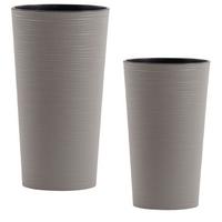 Übertopf-Set Grau 2-teilig - Grau, Basics, Kunststoff - Siena Garden