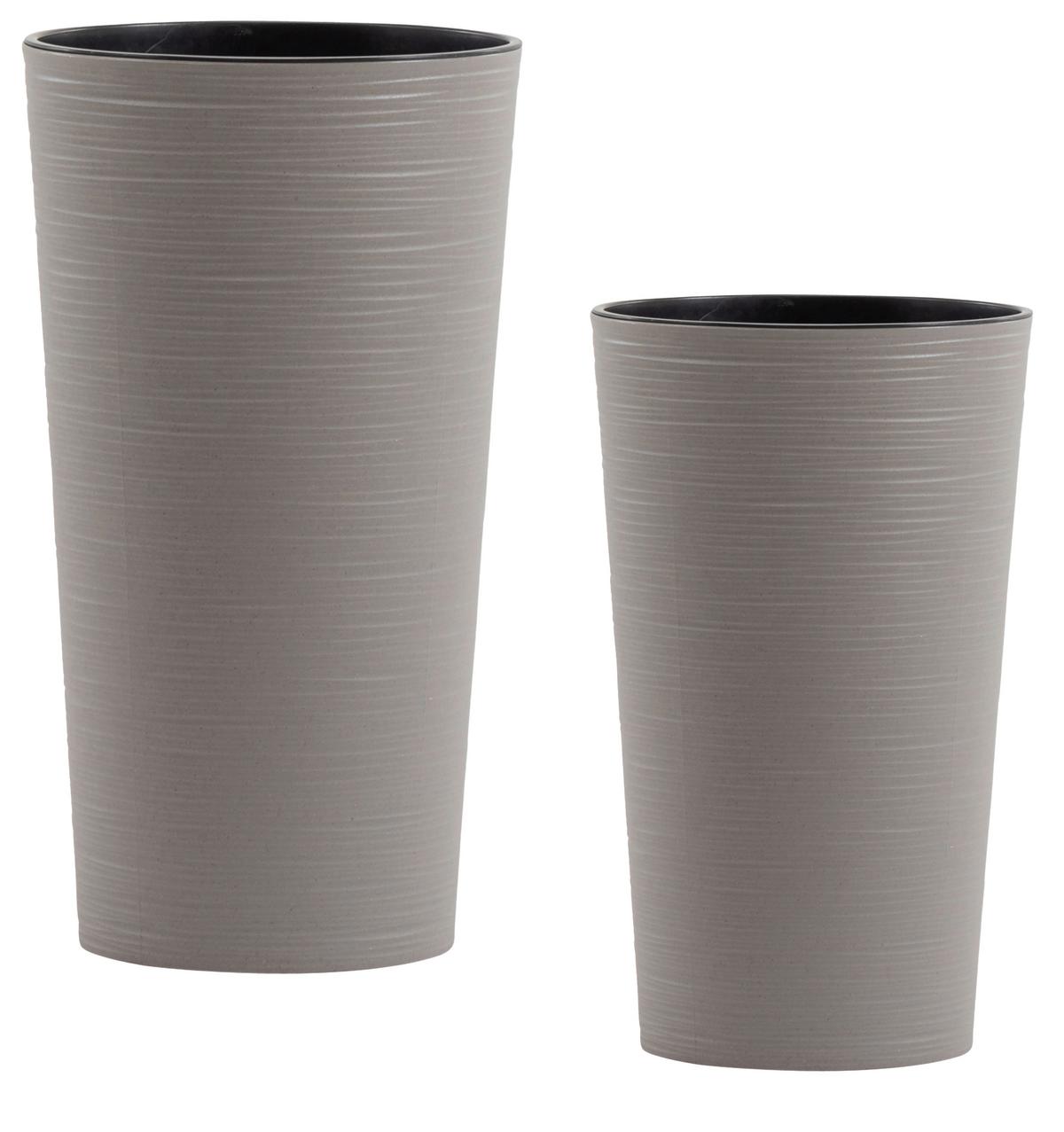 Übertopf-Set Grau 2-teilig - Grau, Basics, Kunststoff - Siena Garden