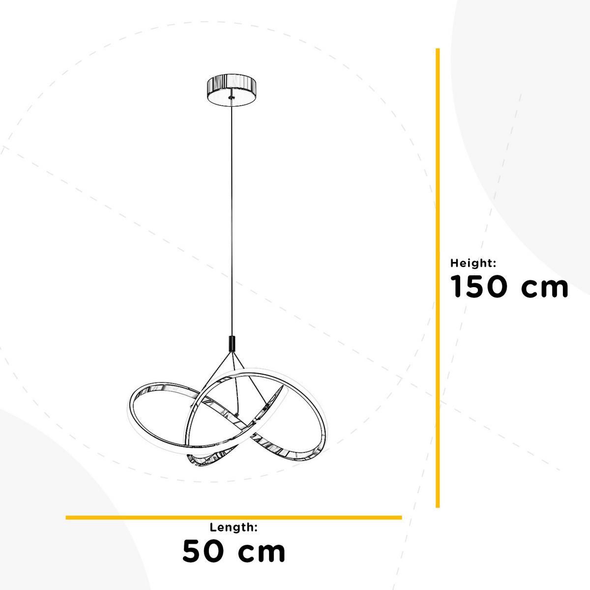 LED-Hängeleuchte Loop Klar Chromfarben L: 50 cm - Klar/Chromfarben, Design, Glas/Metall (50/50/150cm)