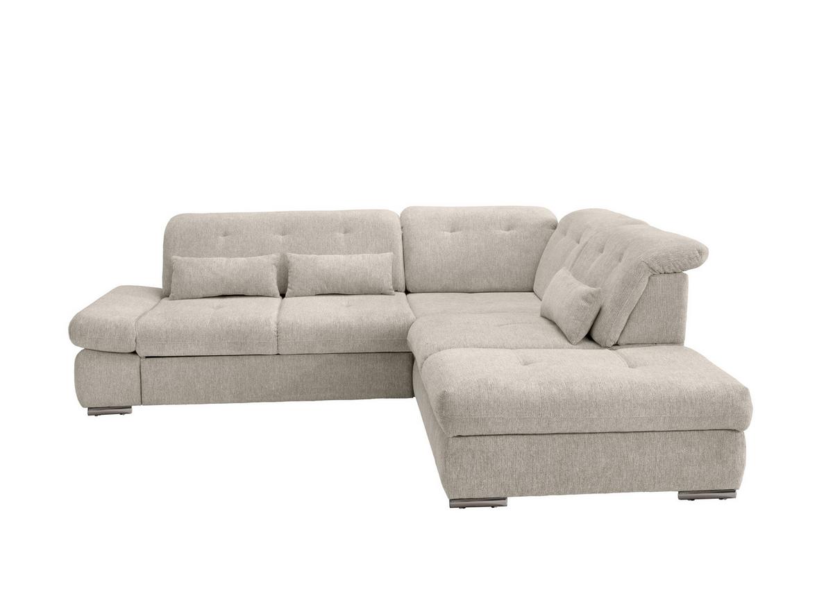 Ecksofa mit Schlaffunktion Dalida Beige, S: 280x254 cm - Chromfarben/Beige, Design, Textil (280/254cm) - Livetastic