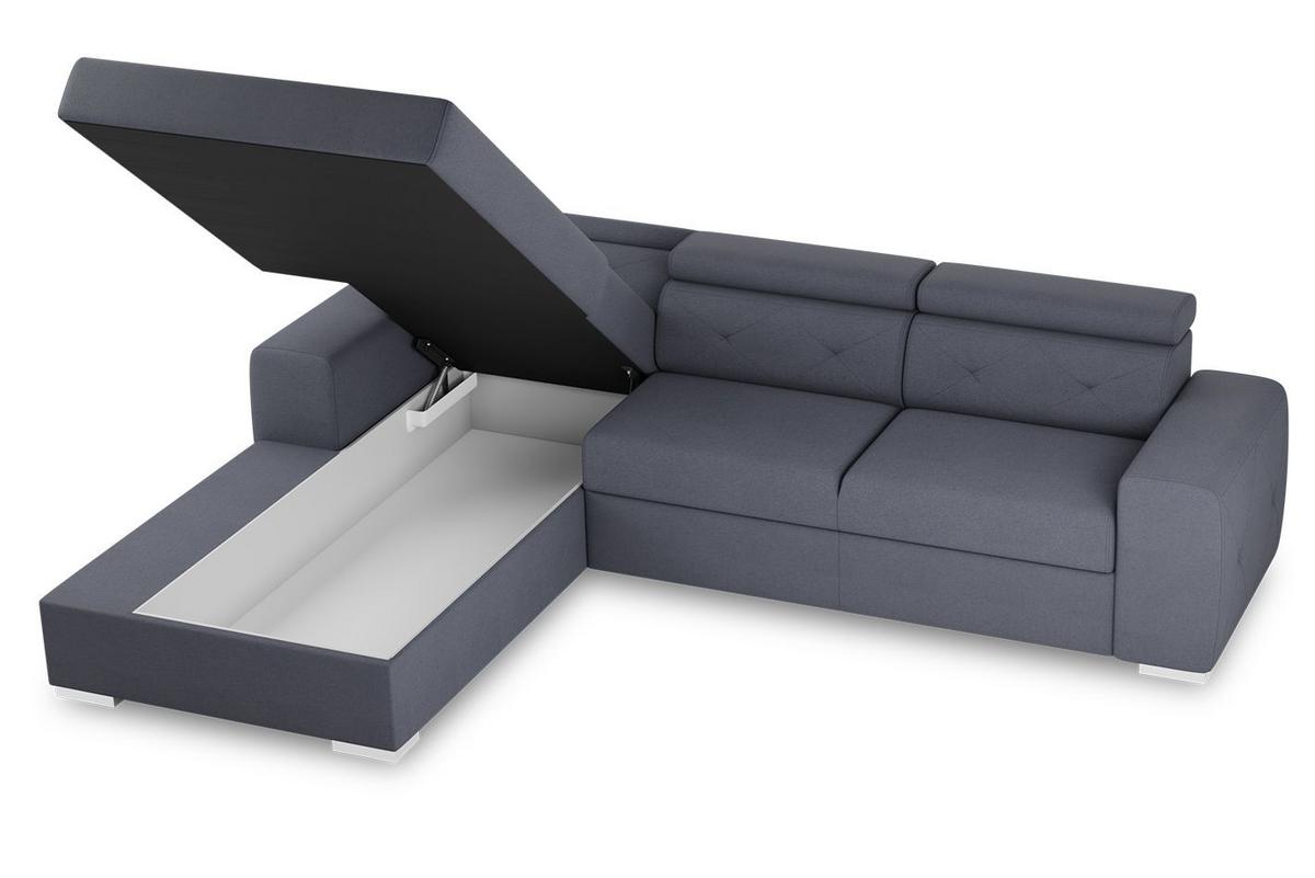 Ecksofa mit Schlaffunktion Madison Blau/Grau 195x296 cm - Blau/Silberfarben, Design, Textil (195/296cm) - MID.YOU