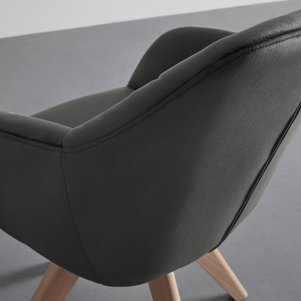 Stolička zo zamatu Jona sivohnedá - farba buka/sivohnedá, Modern, kov/drevo (57,5 cm/82/63cm) - Bessagi Home